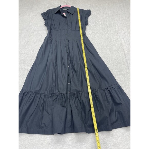 Anthropologie Midi Shirt Dress Black Pleated Cotton Preppy Retro Boho Medium NWT - Picture 4 of 14